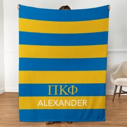 Fraternity Greek Letters Striped Plush Blanket