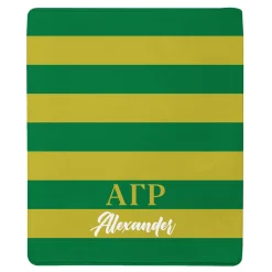 Fraternity Greek Letters Striped Plush Blanket