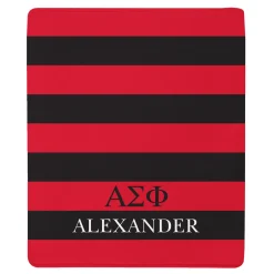 Fraternity Greek Letters Striped Plush Blanket