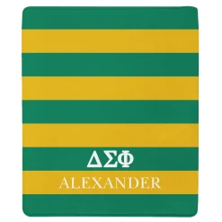 Fraternity Greek Letters Striped Plush Blanket