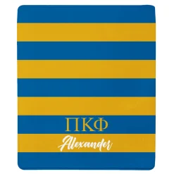 Fraternity Greek Letters Striped Plush Blanket