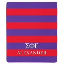 Fraternity Greek Letters Striped Plush Blanket