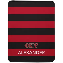 Fraternity Greek Letters Striped Plush Blanket