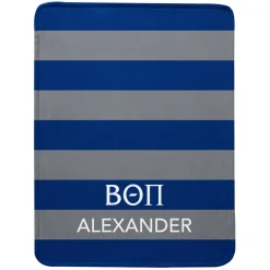 Fraternity Greek Letters Striped Plush Blanket