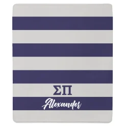 Fraternity Greek Letters Striped Plush Blanket