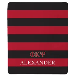 Fraternity Greek Letters Striped Plush Blanket