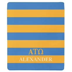 Fraternity Greek Letters Striped Plush Blanket