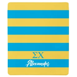 Fraternity Greek Letters Striped Plush Blanket