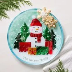 Frosty Snowman Glass Plate