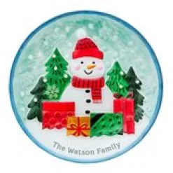 Frosty Snowman Glass Plate