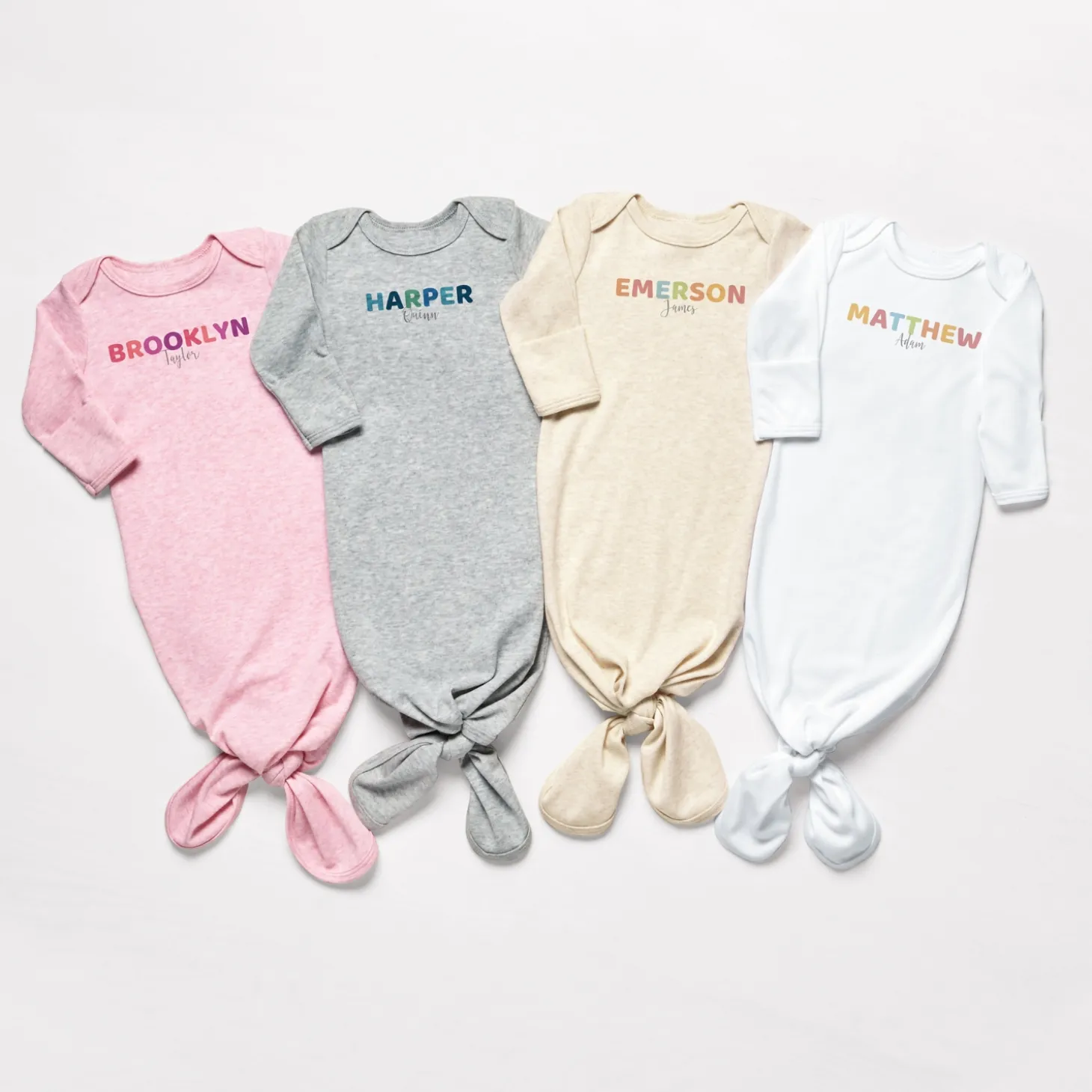 Fun Block Name Baby Knotted Gown