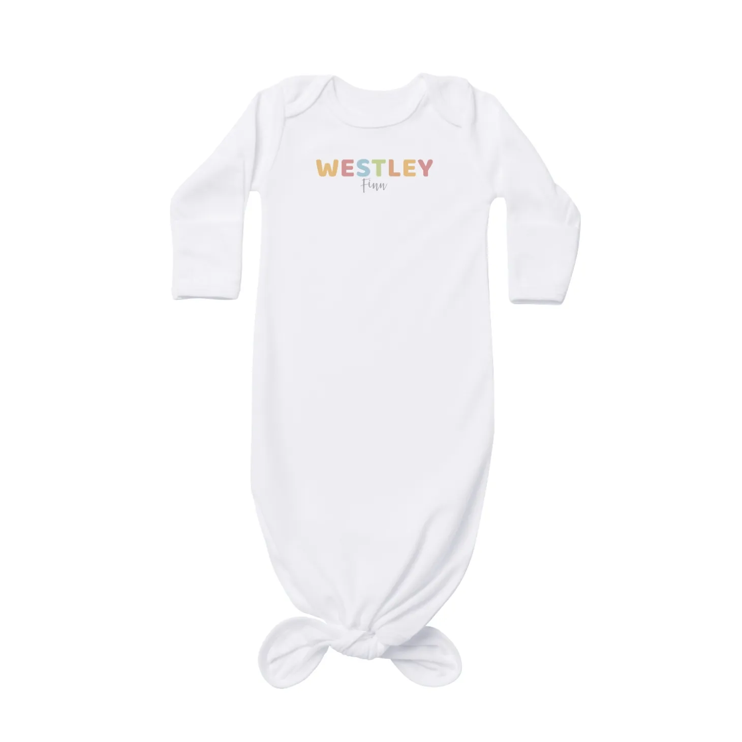 Fun Block Name Baby Knotted Gown