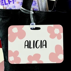 Fun Floral Name Luggage Tag