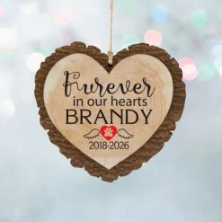 Furever in Our Hearts Pet Rustic Wood Heart Ornament