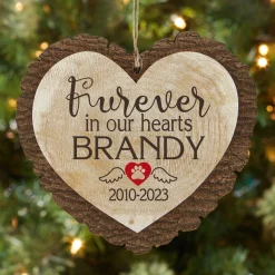 Furever in Our Hearts Pet Rustic Wood Heart Ornament