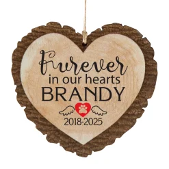 Furever in Our Hearts Pet Rustic Wood Heart Ornament