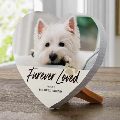Furever Loved Pet Memorial Photo Wood Heart