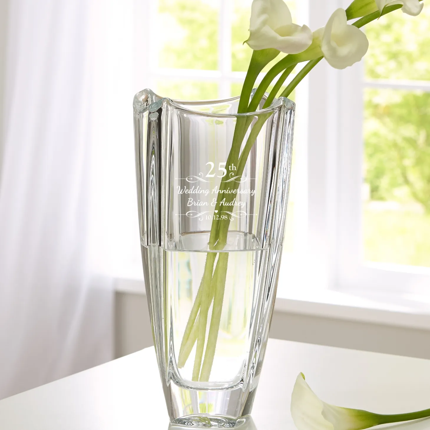 Galway Crystal Engraved Anniversary Vase