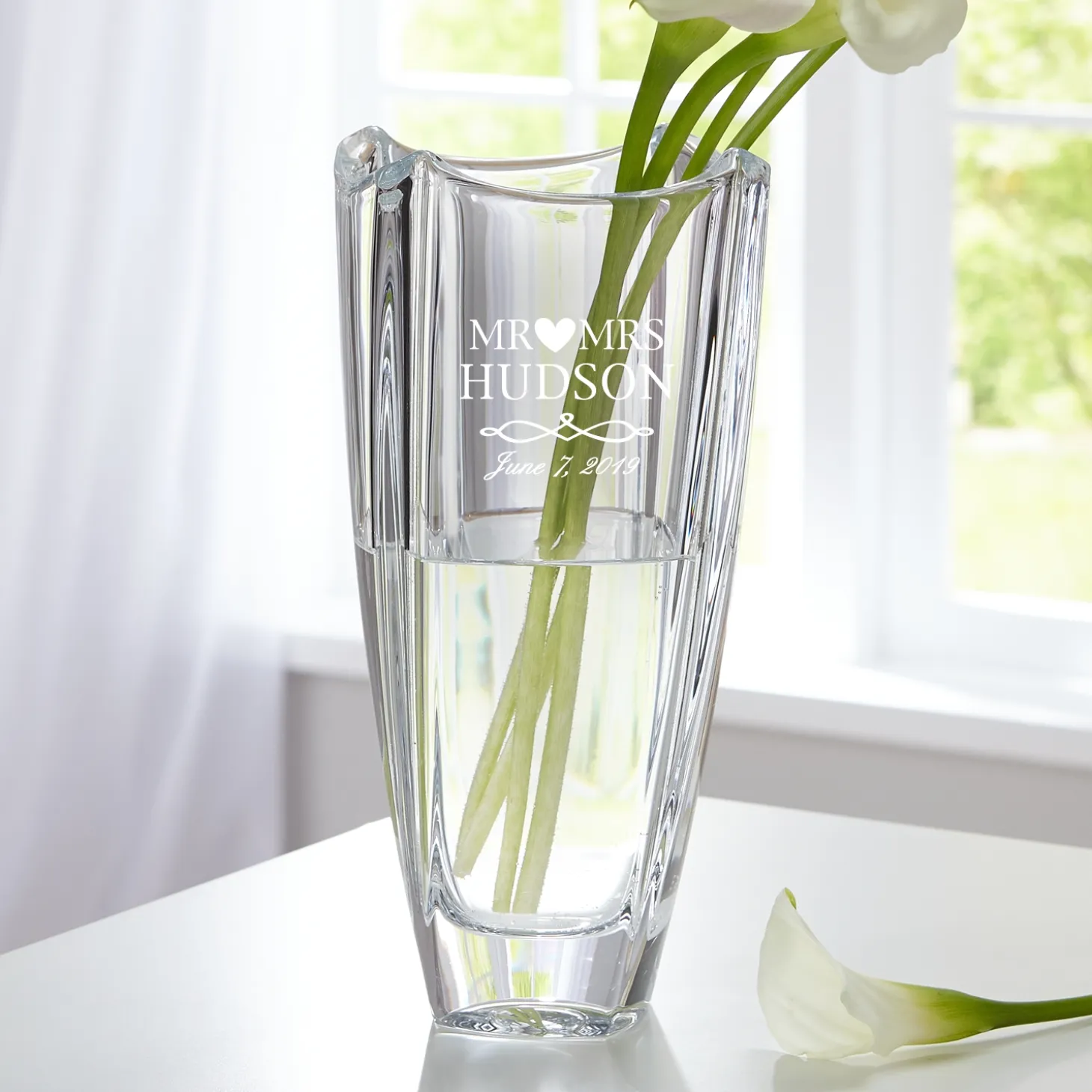 Galway Crystal Engraved Wedding Vase