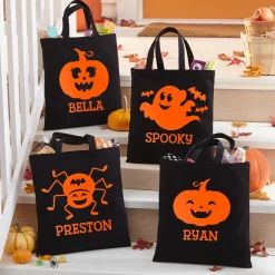 Ghostly Ghouls Halloween Reflective Black Treat Bag
