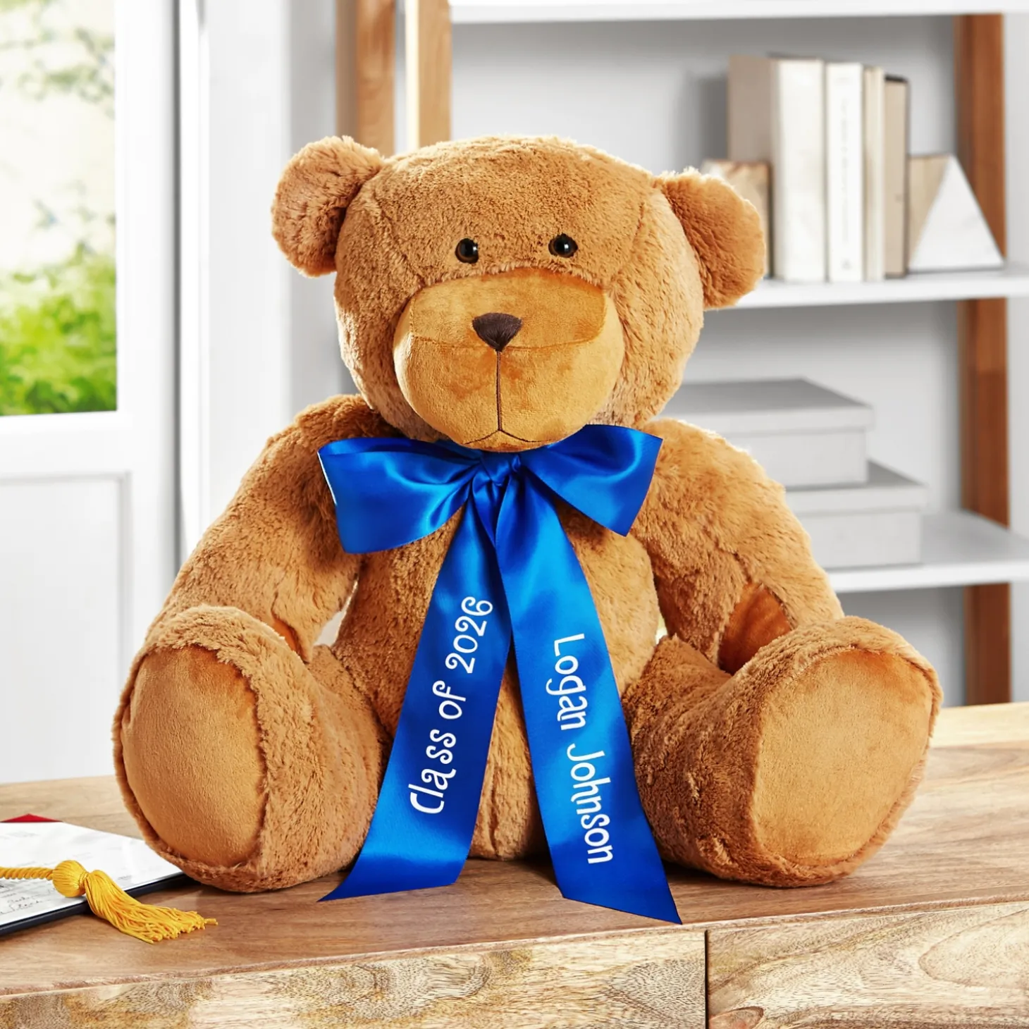 Giant Plush Teddy Bear with Personalized Ribbon