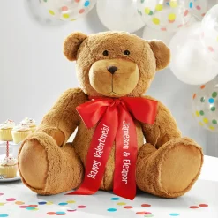 Giant Plush Teddy Bear with Personalized Ribbon