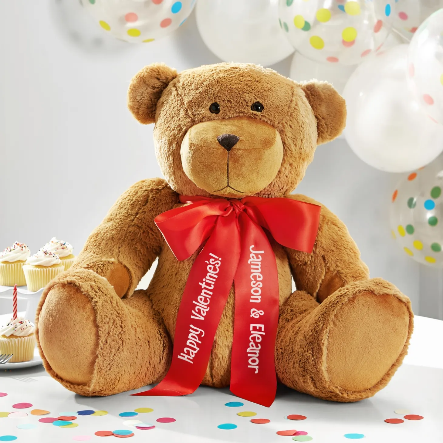 Giant Plush Teddy Bear with Personalized Ribbon