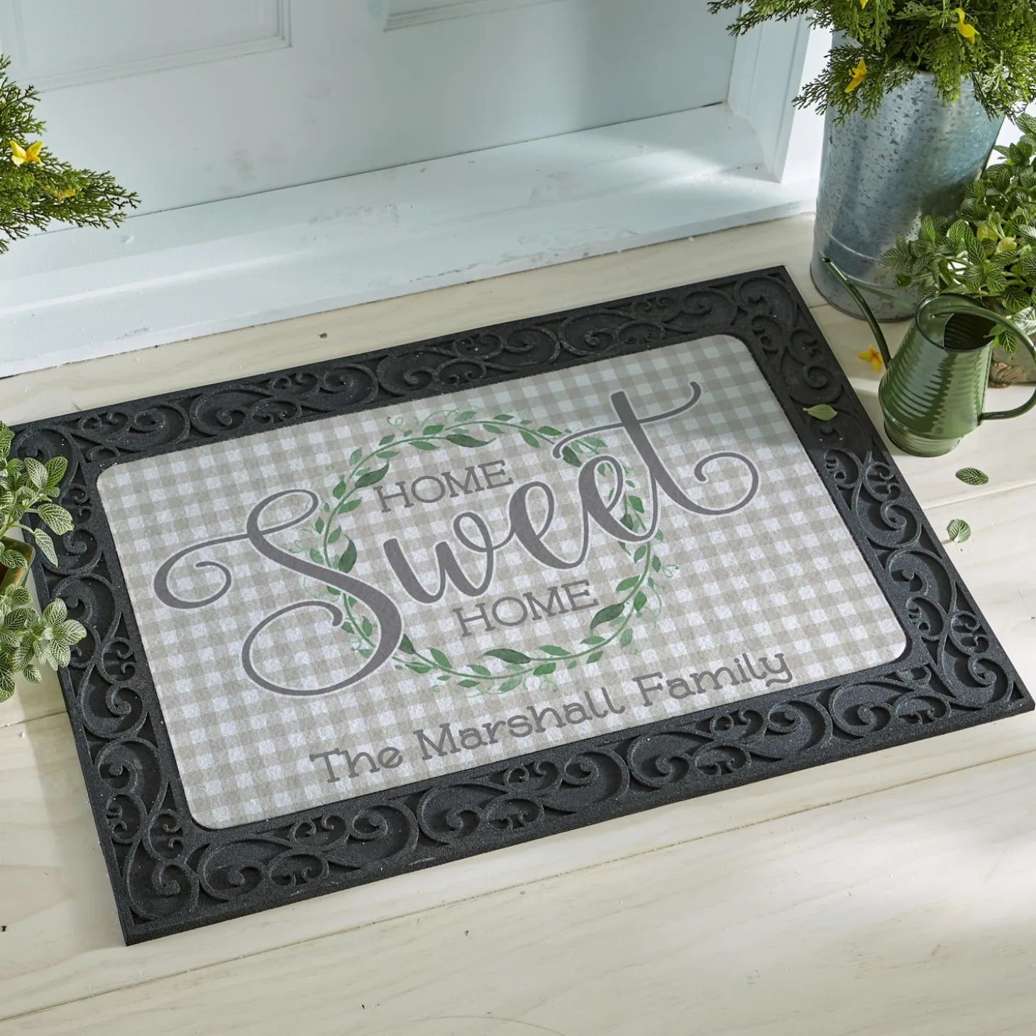 Gingham Home Sweet Home Doormat