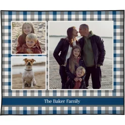 Gingham Name Photo Picnic Blanket