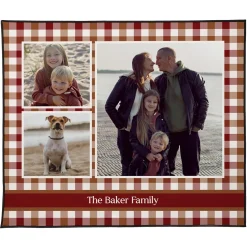 Gingham Name Photo Picnic Blanket