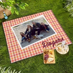 Gingham Pattern Photo Picnic Blanket
