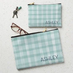 Gingham Zipper Pouch