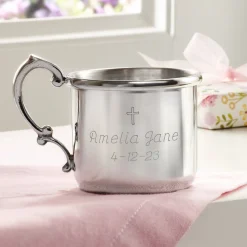 God Bless Pewter Baby Keepsake Cup