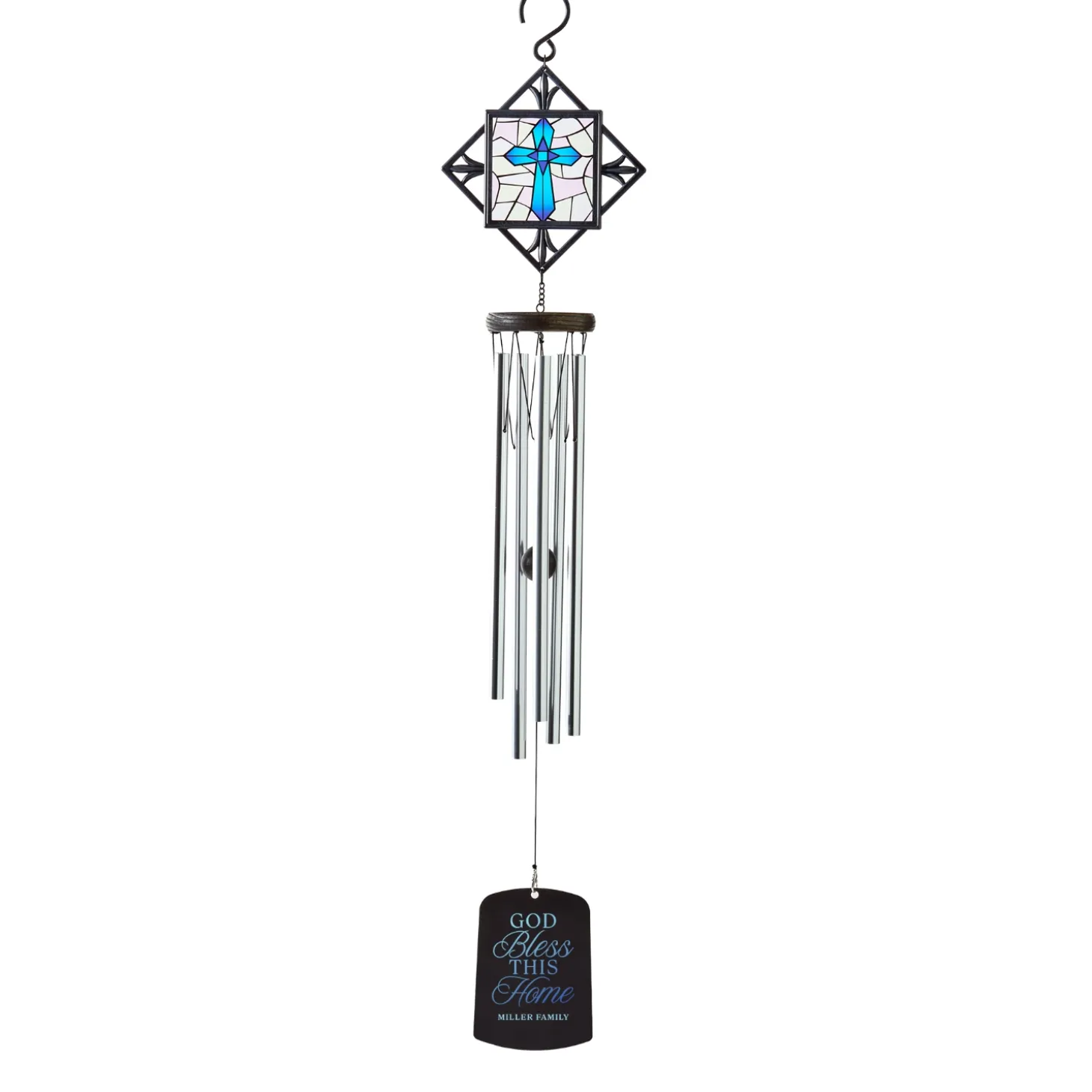 God Bless This Home Stained Glass Wind Chime