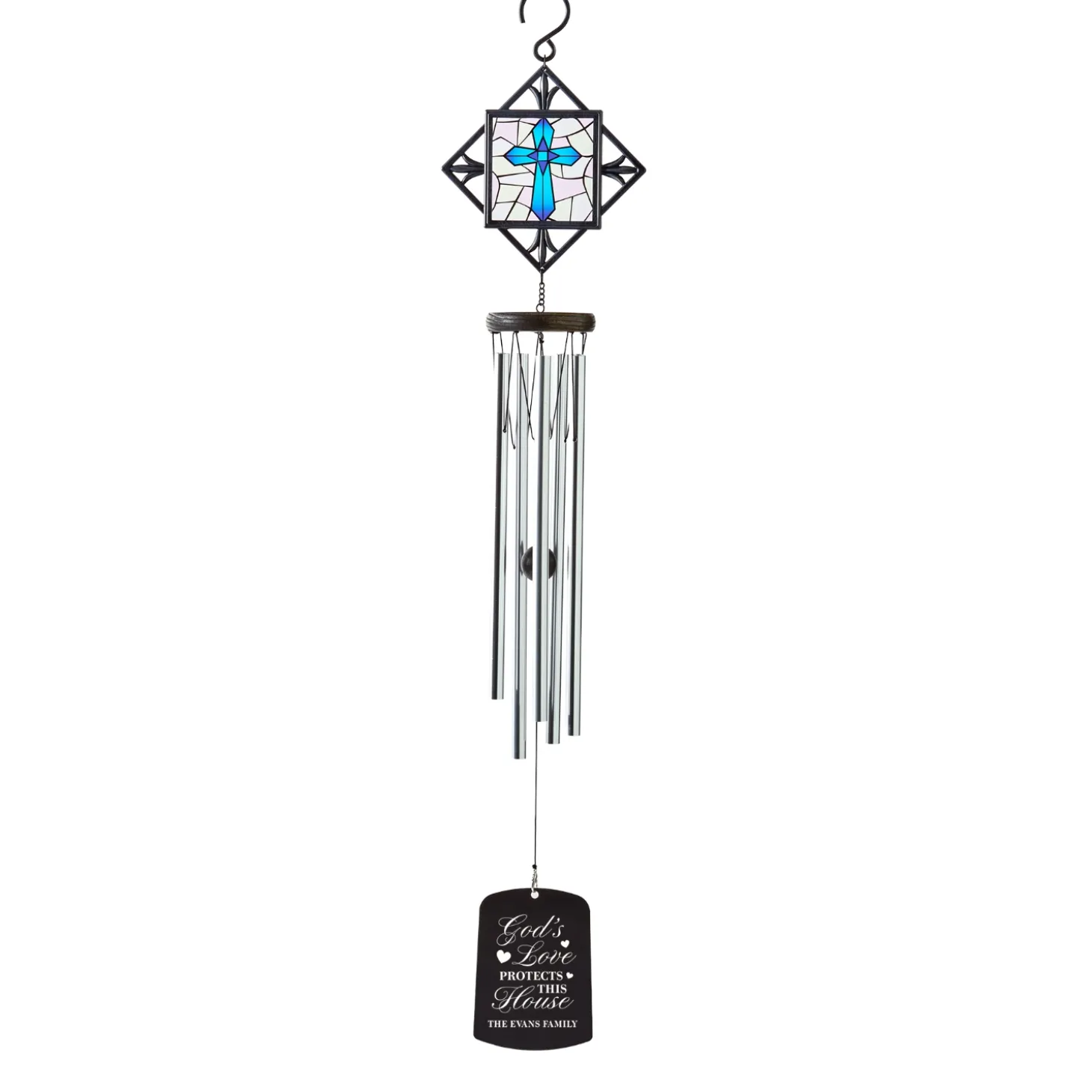 God's Love Protects This Home Stained Glass Wind Chime