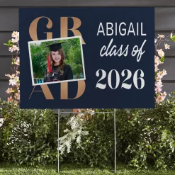 Golden Graduate Photo Yard Sign