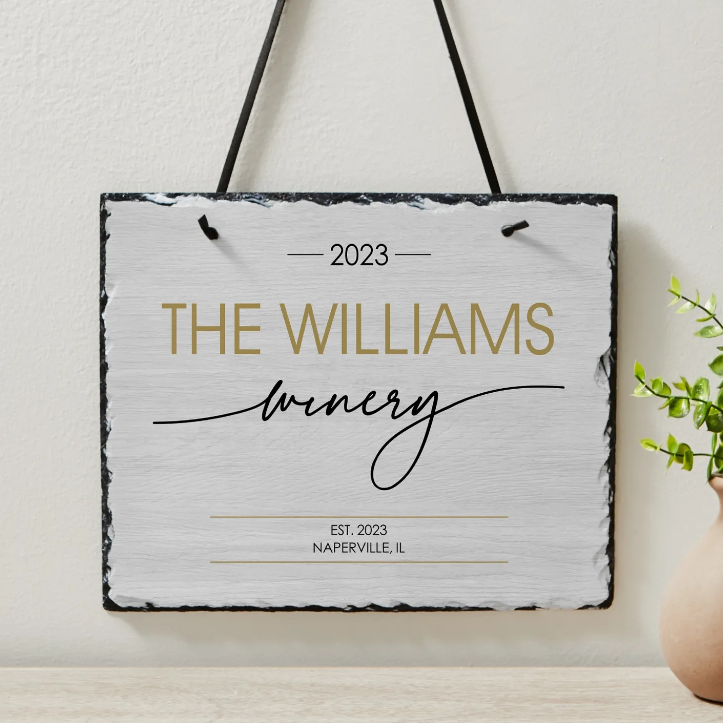 Golden Name Winery Slate Sign