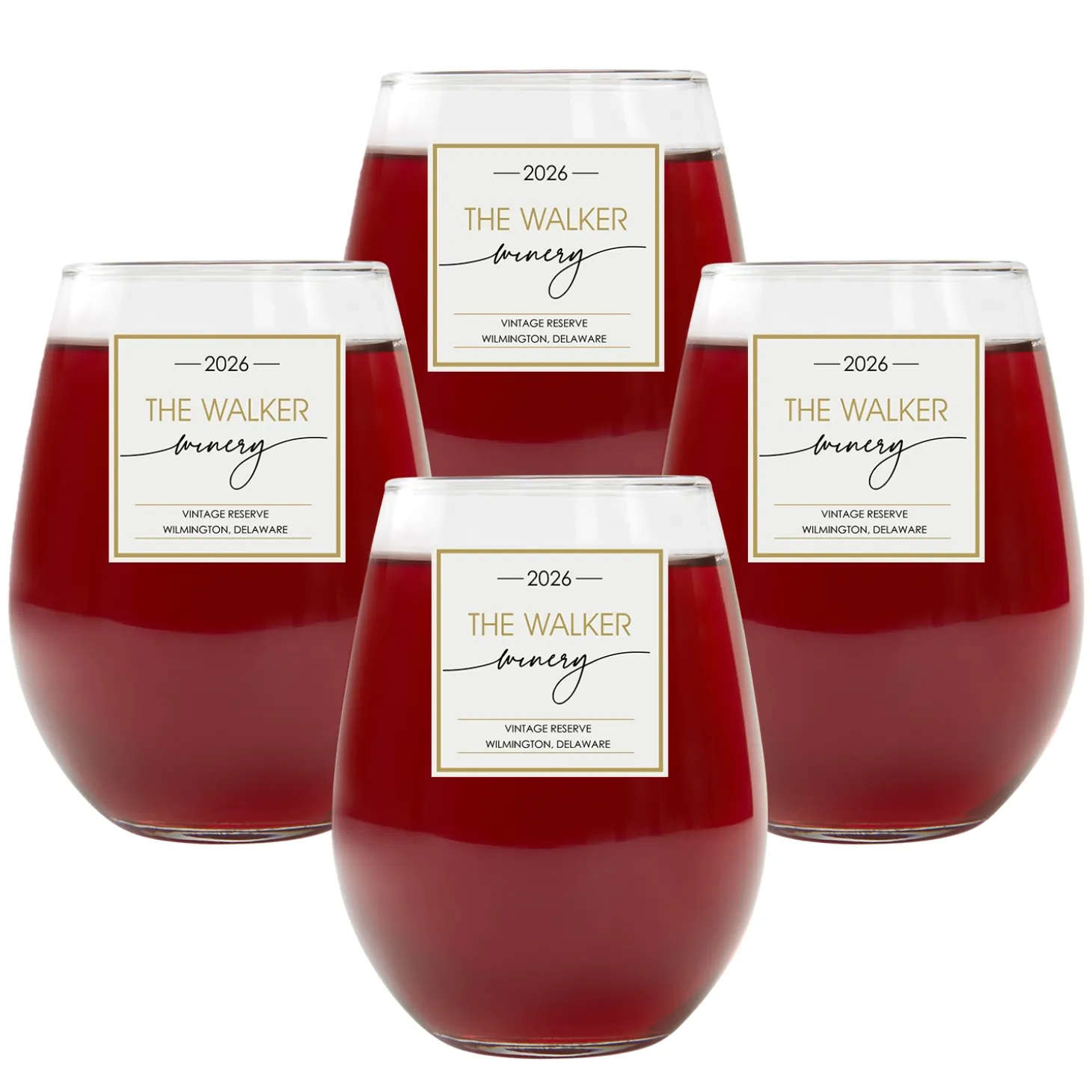 Golden Name Winery Wine Glass
