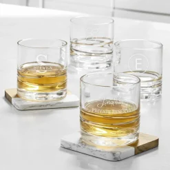 Golden Reflections Engraved Whiskey Glass