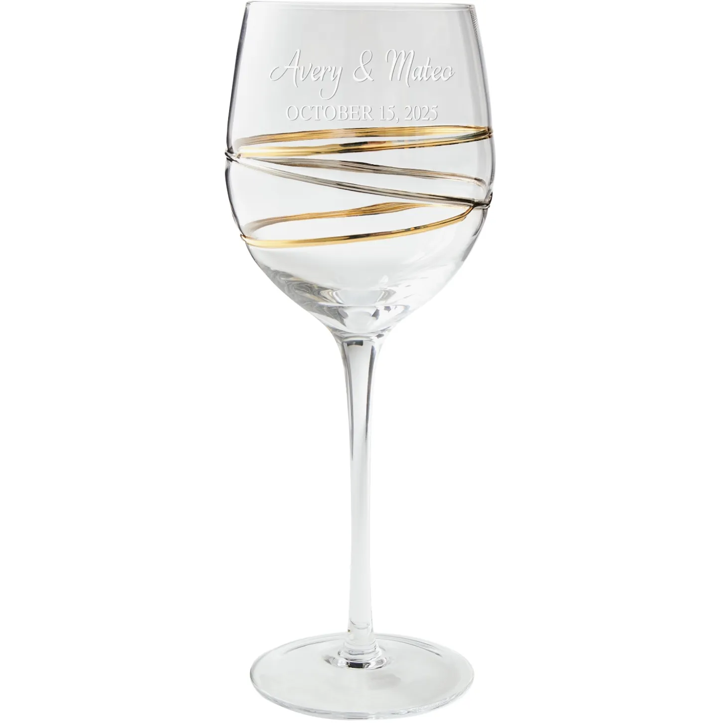 Golden Reflections Engraved Wine Glass