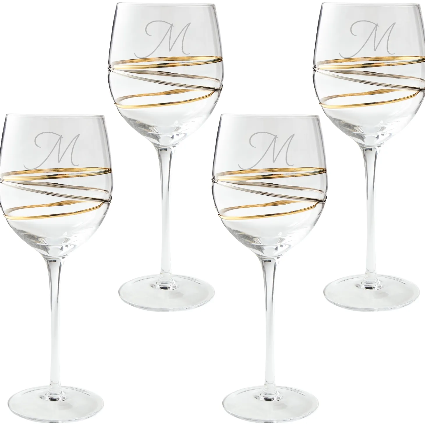 Golden Reflections Engraved Wine Glass