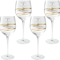 Golden Reflections Engraved Wine Glass