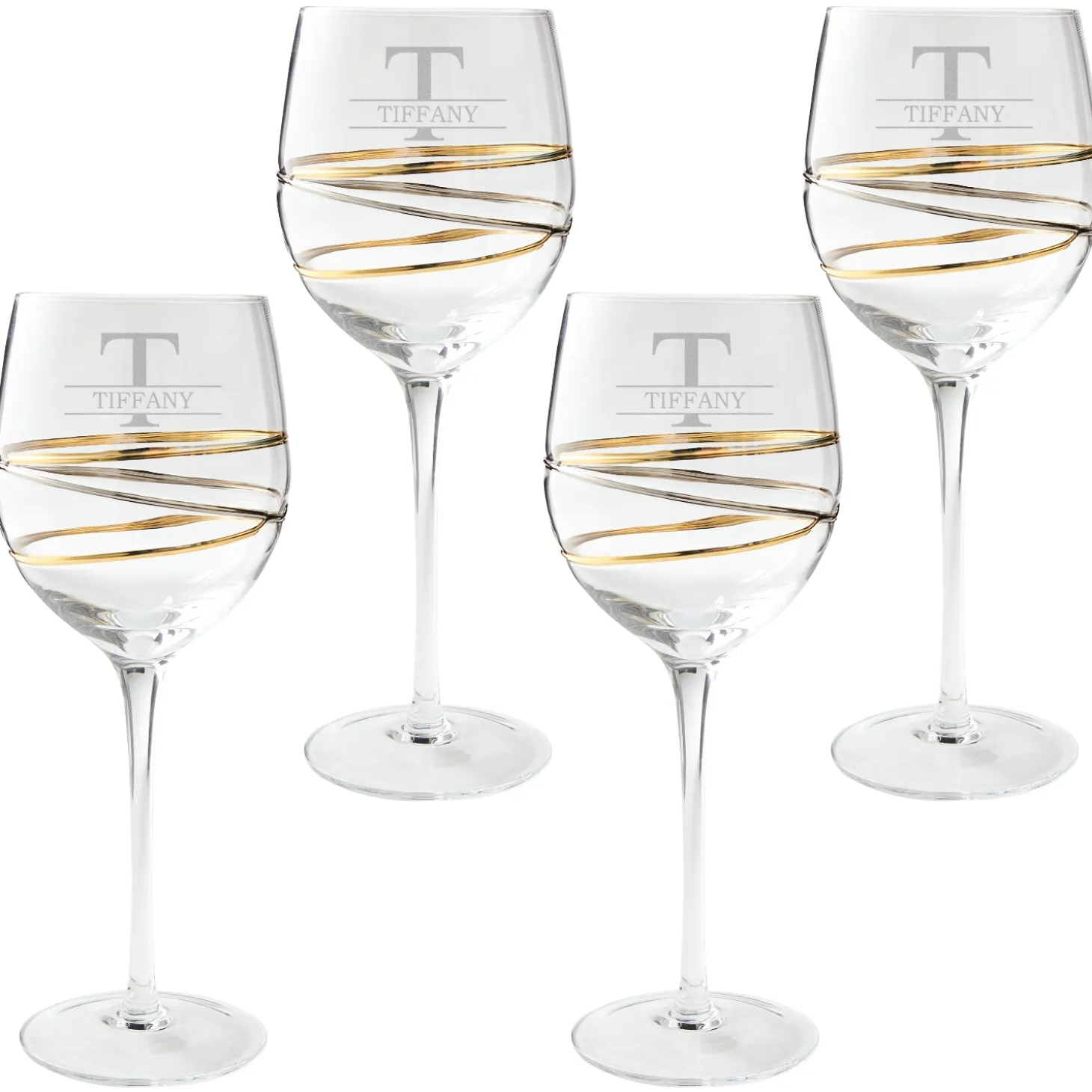 Golden Reflections Engraved Wine Glass