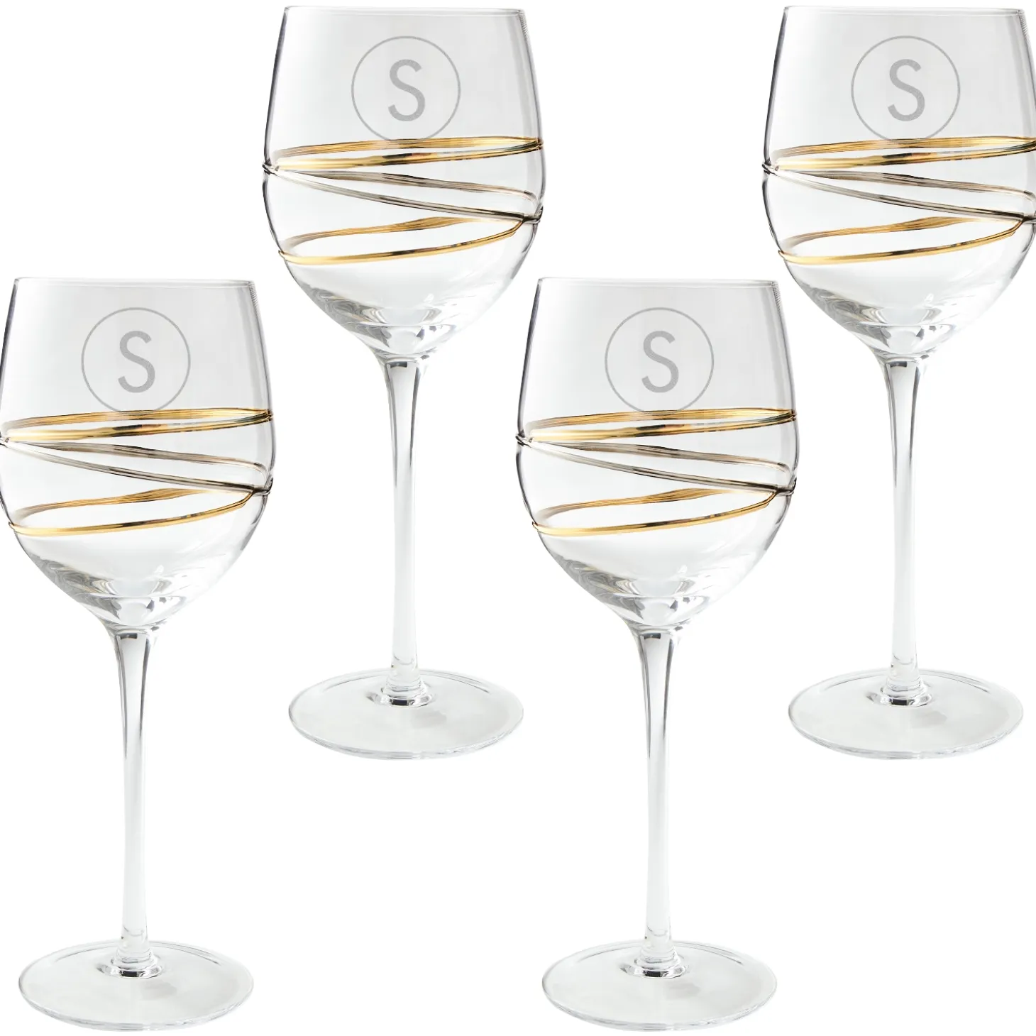 Golden Reflections Engraved Wine Glass
