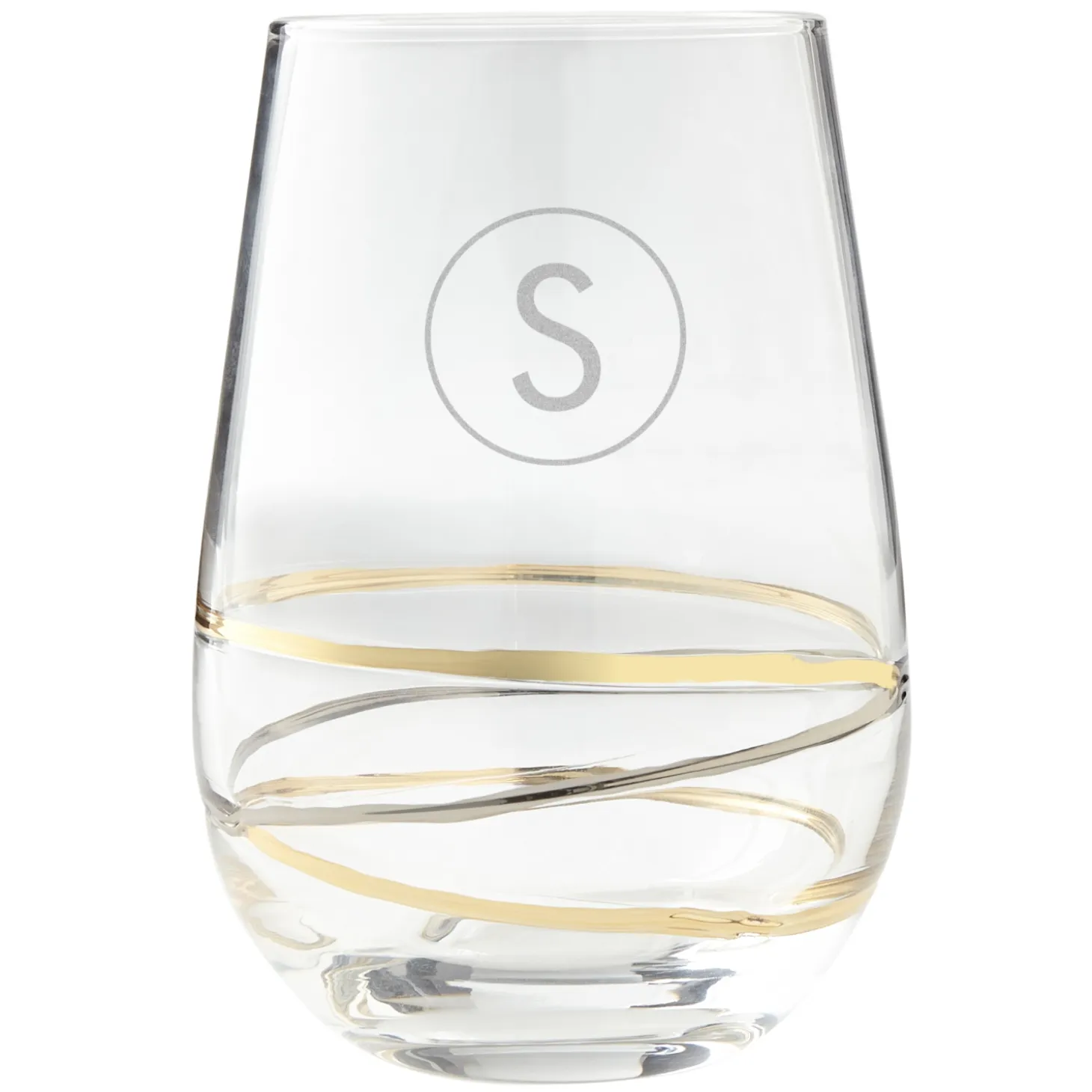 Golden Reflections Engraved Wine Glass