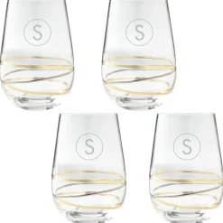 Golden Reflections Engraved Wine Glass