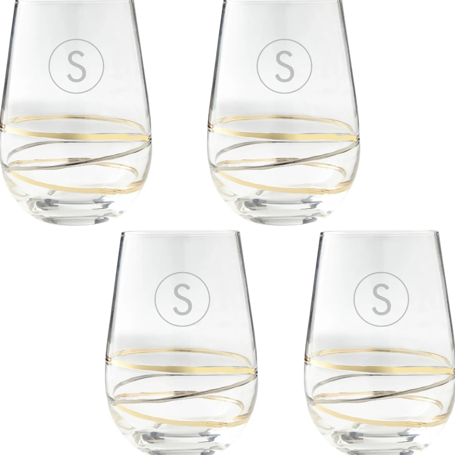 Golden Reflections Engraved Wine Glass