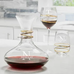 Golden Reflections Engraved Wine Decanter