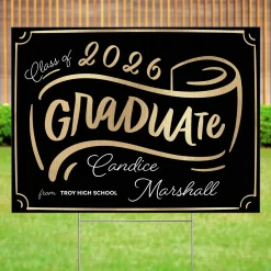 Golden Scroll Graduation Yard Sign