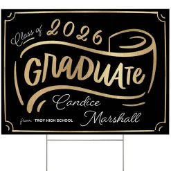 Golden Scroll Graduation Yard Sign